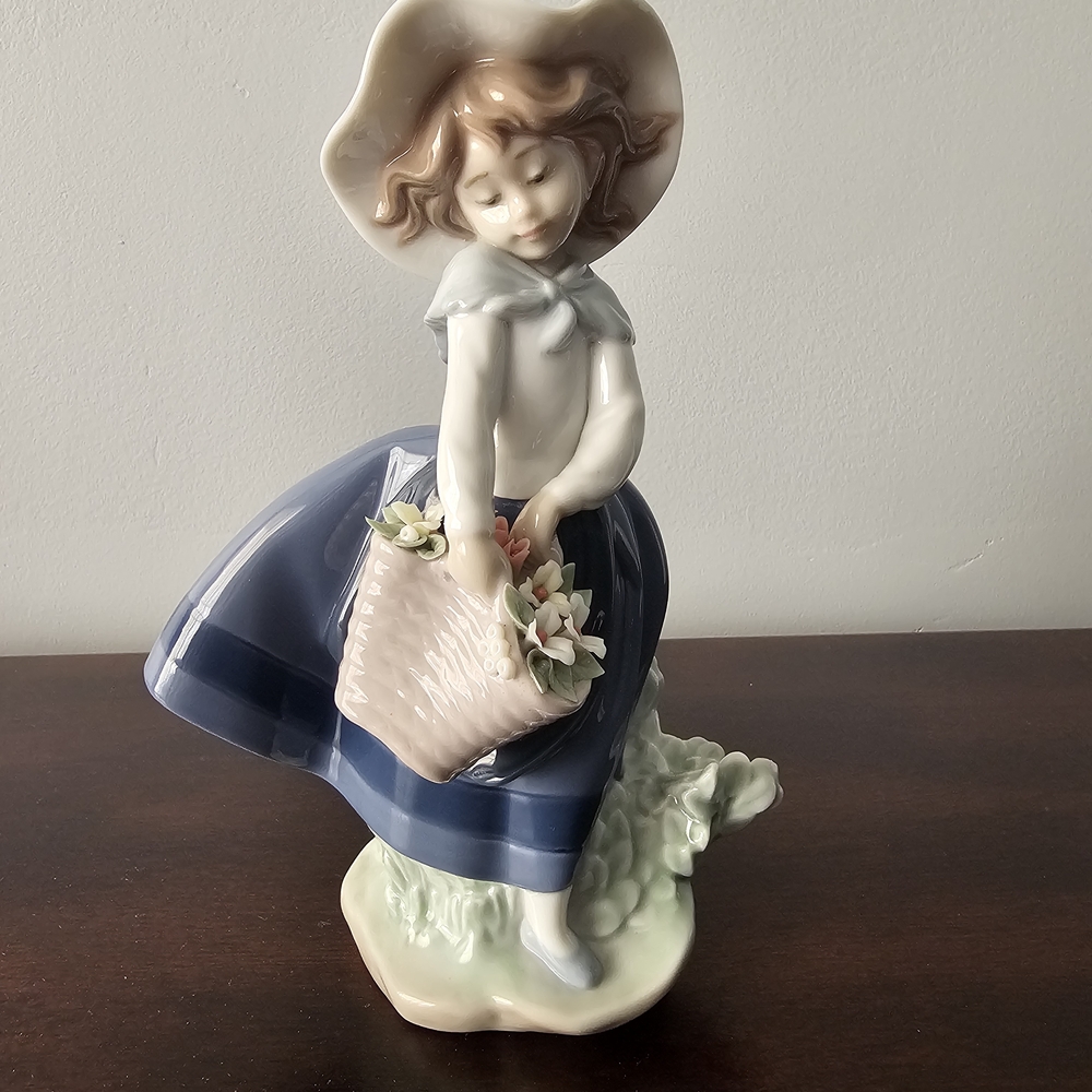 Charming Porcelain Figurine with Basket